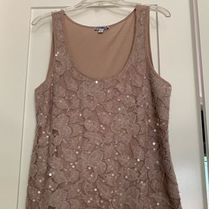 Rose colored sequin tank top